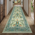 GarveeHome Floral Hallway Runner Rug, 2.5x8 Kitchen Runner Rugs, Washable Non Slip Entryway Rugs Indoor, Ultra-Thin Stain Resistant Carpet Floor Mat for Laundry Room, Sage Green