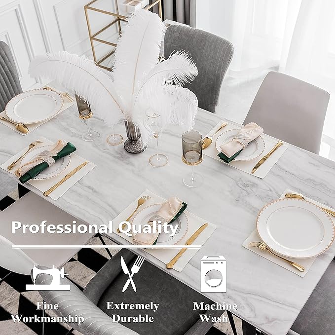 Home Brilliant Placemats Set of 4 Dining Table Placemat Washable Place Mats, 13 x 19 inches, Cream