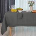 D'Moksha Homes Charcoal Grey Linen Tablecloth 60 x 84 Inch - 100% Pure Linen Table Cloth for Rectangle Tables - Machine Washable Cloth Tablecloth for Spring, Easter