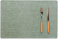 Jovono Faux Leather Placemats Set of 8, Waterproof Heat Resistant Dinner Place Mats for Dining Table, Non-Slip Crocodile Embossed, Green (17.8x11.8 Inch)