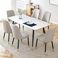 7 Piece Dining Table Set, Dinner Table Set for 6, Sintered Stone Kitchen Table Top and Modern Chairs Set of 6 for Kitchen Dining Room