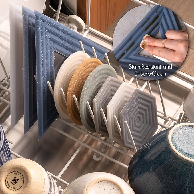 LINE+ARC Extra Thick Silicone Trivets (Featured in ELLE Decor & BuzzFeed) Waterproof Dishwasher-Safe Stain Resistant (Set of 3 Plum Medley Degrē Trivets) Outdoor Rubber Pink Mid-Century Modern