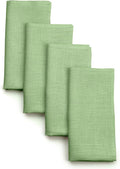 D'Moksha Homes Sage Green Linen Napkins 18 x 18 Inch - 100% Pure Linen Cloth Washable Dinner Napkins Set of 4 for Spring, St Patricks Day, Easter