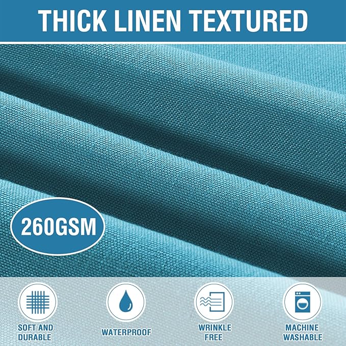 H.VERSAILTEX Linen Textured Table Cloths Round 70 Inch Premium Solid Tablecloth Spill-Proof Waterproof Table Cover for Dining Buffet Feature Extra Soft and Thick Fabric Wrinkle Free, Teal