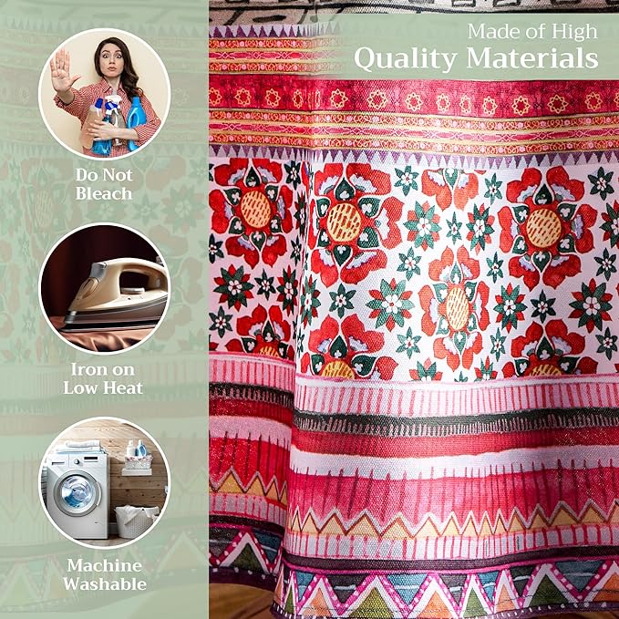 Maison d' Hermine Table Cloth Round Table 100% Cotton 63 Inches Fall Tablecloth Reusable Everyday Use for Thanksgiving Christmas Decorations Dining Farmhouse Party (Ispahan)