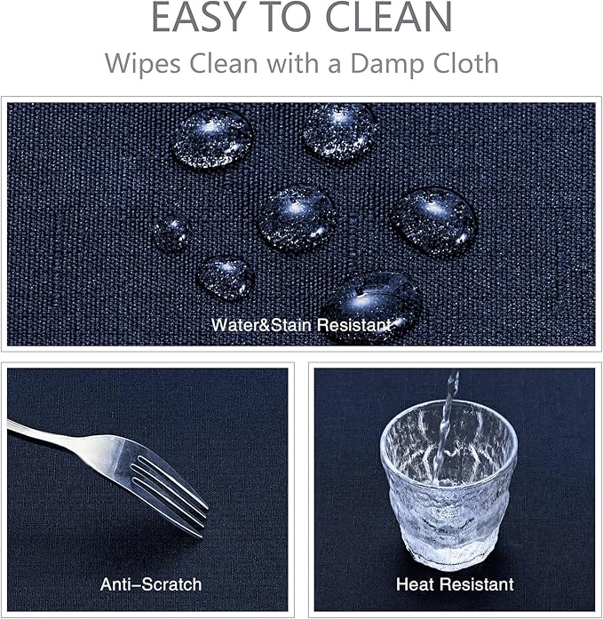 Rectangle Tablecloth Waterproof 60x120 inch Linen Textured Table Cloth Stain and Wrinkle Resistant Washable, Decorative Fabric Table Cover for Dining, Party and Camping, Navy Blue