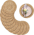 Aneco 12 Pack 12-Inch Round Woven Placemats Natural Hand-Woven Boho Rattan Wicker Bulrush Placemat Farmhouse Rustic Braided Table Mats for Dining & Kitchen Decor
