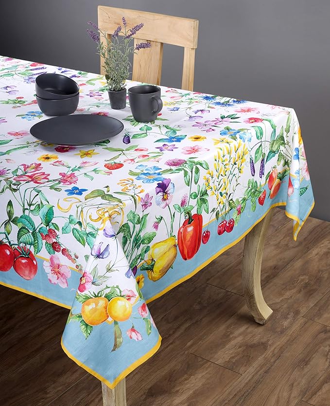 Maison d' Hermine Table Cloth Square Table 100% Cotton 54 x 54 Inches Tablecloth Reusable Decorative for Dining Room Farmhouse Home Valentines Day Decorations Spring Summer - Giverny