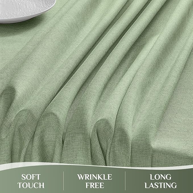 Softalker Rectangle Tablecloth 60 x 104 Inch Sage Green Spring Tablecloths Linen Textured Stain and Wrinkle Resistant Decorative Dining Table Cover for Summer Outdoor, Tea Party, Birthday, Coffee