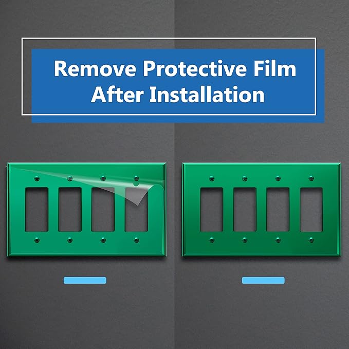 LIDER Reflective Acrylic Decorator Wall Plate, Mirrored Light Switch Plate, Plexiglass Outlet Cover, Acrylic Glass, Oversized 4-Gang 5.25" x 8.88", LWP-34O-AGR, Green