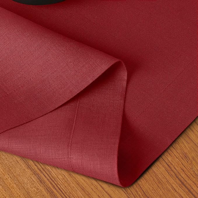 D'Moksha Homes Linen Red Table Runner 60 Inches - 100% Pure Linen Table Runner 14 x 60 Inch for Coffee Tables, Dresser, Valentines, Spring - Machine Washable