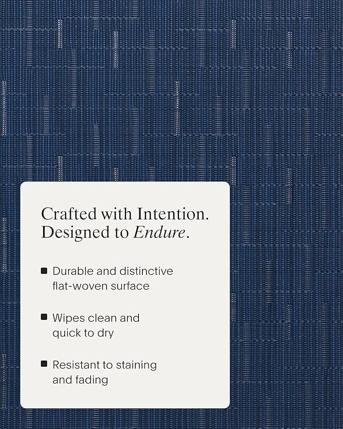 Chilewich Bamboo Placemats Set of 4 - Woven Oval Placemats - Reusable, Stain-Resistant, Indoor/Outdoor Tabletop Protection - 19" x 14" - Lapis