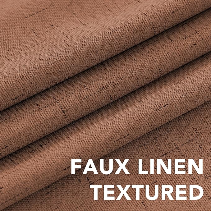 H.VERSAILTEX Linen Blackout Curtains 63 Inches Long 100% Blackout Thermal Insulated Textured Linen Look Curtain Draperies Anti-Rust Grommet, Energy Saving with White Liner, 2 Panels, Washed Spice