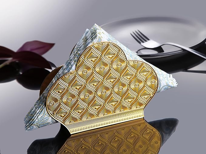 Alisveristime Zamac Napkin Holder – Decorative Elegant Metal Napkin Organizer for Table or Countertop Use (Gold)