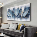 Framed Art Wall Decorations Blue Leaves Canvas Wall Art Abstract Art Modern Artwork For Living Room Bedroom Dining Room Home Office Decor 29"X58"