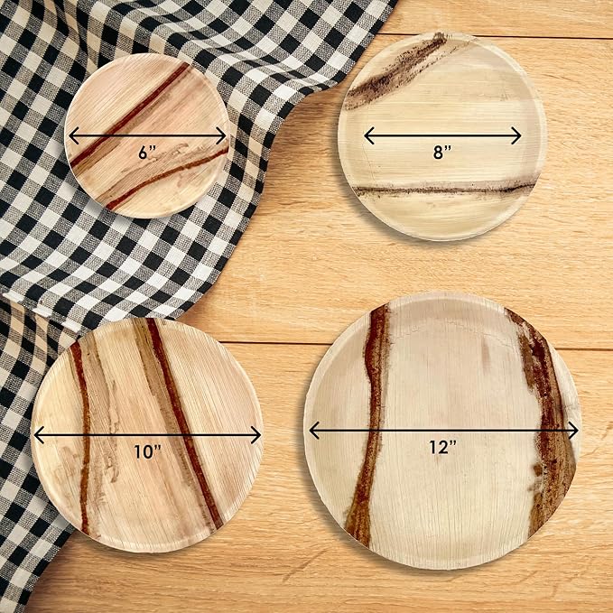 NEATtable Palm Leaf Plates | Disposable & Compostable | Eco Friendly & 100% Natural | Great for Outdoor Events, Wedding, Party, Barbecues | 12-inch Round Plate, Pack of 25