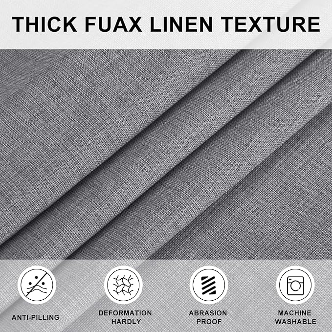 Hiasan Round Linen Tablecloth 30 Inch - Wrinkle and Stain Resistant Washable Polyester Fabric Table Cloth for Dining Room Kitchen Party, Grey