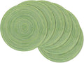 SHACOS Round Placemats Set of 8 Washable 15 inch Round Table Mats Braided Non Slip Fabric Place Mats for Dining Table Indoor Outdoor (Mixed Color Pea Green, 8)