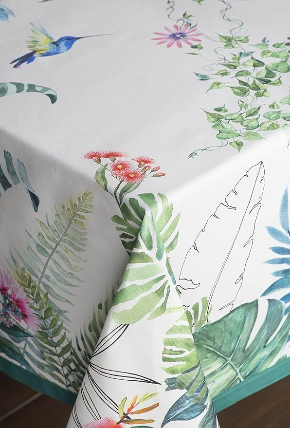 Maison d' Hermine Table Cloth Rectangle Table 100% Cotton 54 x 72 Inches Tablecloth Reusable Decorative for Dining Room Farmhouse Home Valentines Day Decorations Spring Summer - Tropiques