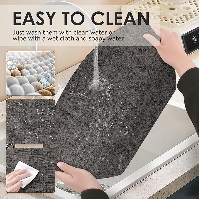 Round Table Placemats Set of 4, Faux Leather Wedge Shape Place Mats Heat Resistant Wipeable Washable Table Mats for Dining Outdoor Indoor, Black