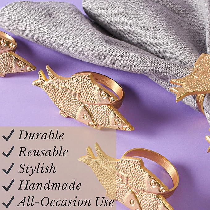 ALPHA Living HOME Decorative Napkin Rings - 12 Pcs Elegant Metal Table Accents for Christmas, Holiday Table Decor, Weddings, Parties & Family Dinners, Gift (Gold)