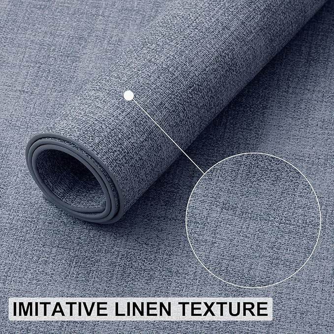 homing Faux Leather Heat Resistant Placemats 8 Packs, Waterproof Wipeable Dining PU Place Mats for Indoor & Outdoor, Easy to Clean, Denim Blue