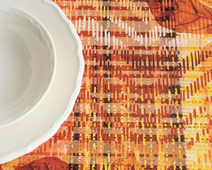 Maison d' Hermine Table Cloth Square Table 100% Cotton 54 x 54 Inches Fall Tablecloth Reusable Everyday Use for Thanksgiving Christmas Decorations Dining Farmhouse Party (Thanksgiving Tartan)