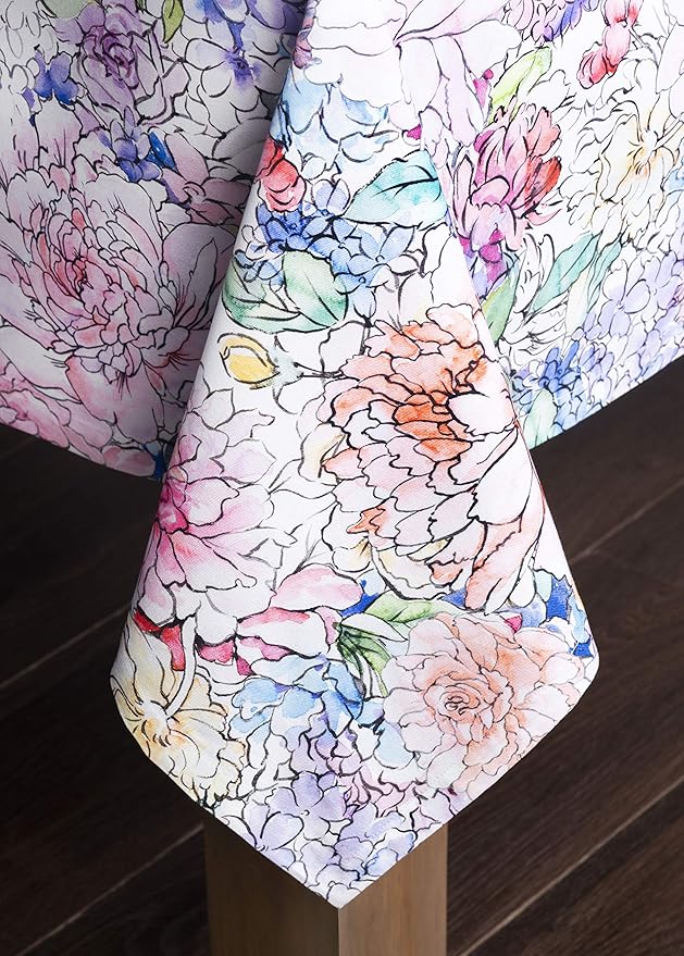 Maison d' Hermine Table Cloth Square Table 100% Cotton 54 x 54 Inches Tablecloth Reusable Decorative for Dining Room Farmhouse Home Valentines Day Decorations Spring Summer - Floral Love