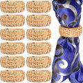 CLEENTABLE Rustic Napkin Rings Set of 12 - Elegant Round Cane Napkin Rings, Easy to Clean, Durable Versatile for Table Settings, Special Occasion, Easter Table Decor & Gift Giving Ideas (Natural)