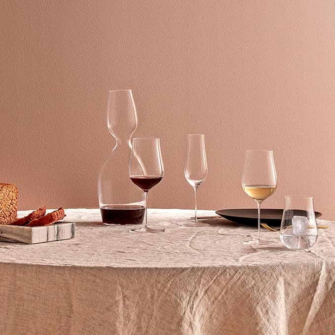 NUDE Red Wine Glass, Ghost Zero Tulip – Crystal Long Stem Red Wine Glass for Medium to Full Bodied Red Wines, Curvaceous Bowl with Tapered Rim, Lead-Free, Dishwasher Safe, 17 oz