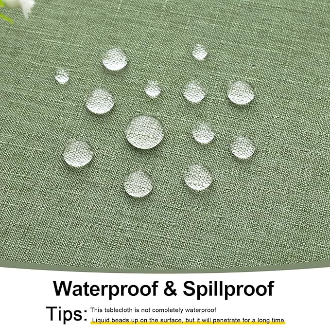 Smiry Rectangle Table Cloth Linen Textured, Waterproof Spillproof Anti-Wrinkle Burlap Tablecloth, Washable Decorative Fabric Table Cover for Dining, Party, Banquet, 60 x 84 Inch, Sage Green