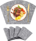 Homaxy Round Table Placemats Set of 4, Washable Wedge Shaped Faux Leather Table Mats, Wipeable Kitchen Dinner Place Mats for Indoor Outdoor, Black & White