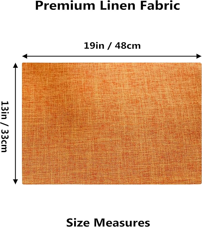 Home Brilliant Cloth Placemats Set of 6 Heat Resistant Dining Table Place Mats for Kitchen Table Fall Party Thanksgiving Decorations Decor, 13 x 19 inches, Orange