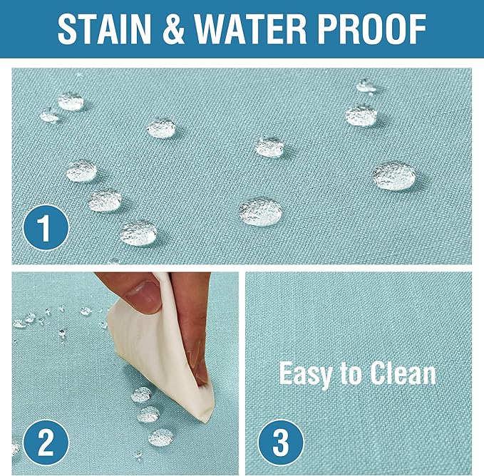 H.VERSAILTEX Linen Textured Table Cloths 54 x 108 Inch Premium Solid Tablecloth Spill-Proof Waterproof Table Cover for Dining Buffet Feature Extra Soft and Thick Fabric Wrinkle Free, Aqua