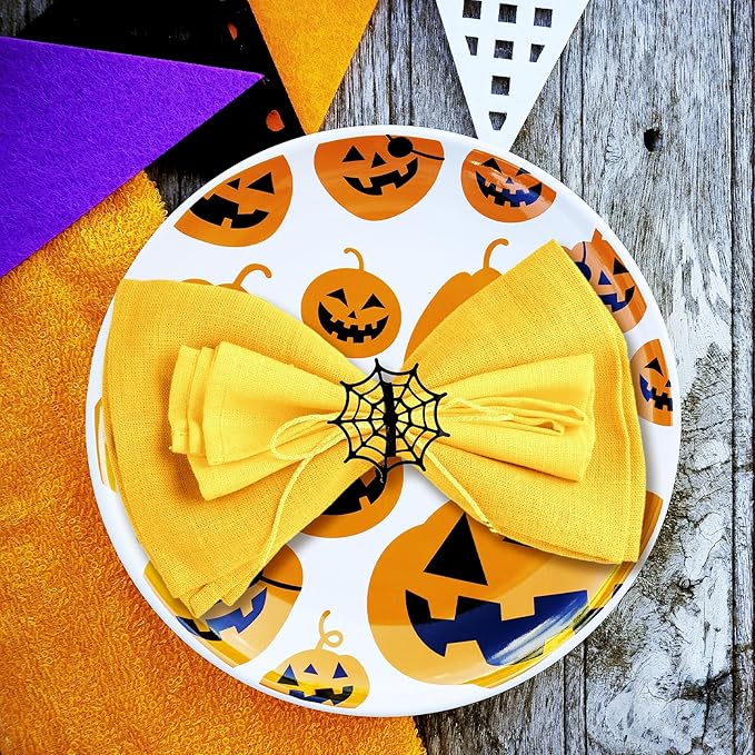 20Pcs Halloween Spider Web Napkin Rings and Devil's Hand Napkin Ring,Metal Spooky Napkin Holder Serviette Buckle Party Supplies for Halloween Dinning Table Costume