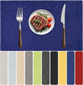 Blue Forest Placemats Set of 4, Dual-Layered Thickened Faux Linen Table Mats Heat Resistant Machine Washable Wrinkle Free Place Mats for Kitchen Dining Outdoor/Indoor (NavyBlue)