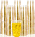 I00000 100 Pack 14 oz Gold Plastic Cups, Disposable Tumblers Gold Glitter Plastic Cups, Disposable Wine Glasses Cocktail Glasses Perfect for Wedding, Mother's Day & Party