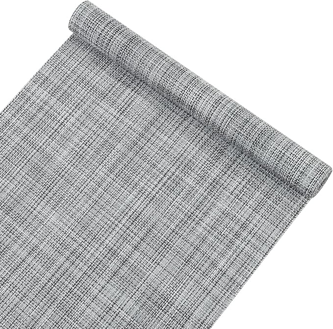 SHACOS Woven Vinyl Table Runners 12 x 54 inch Wipe Clean PVC Weave Table Runners Heat Resistant Runner for Table Indoor Outdoor, Gray White