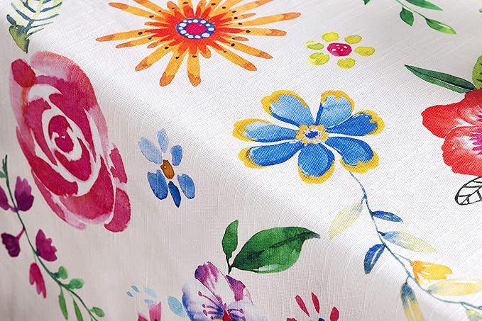 Maison d' Hermine Table Cloth Rectangle Table 100% Cotton 60 x 108 Inches Tablecloth Reusable Decorative for Dining Room Farmhouse Home Valentines Day Decorations Spring Summer- Happy Florals - Sweety