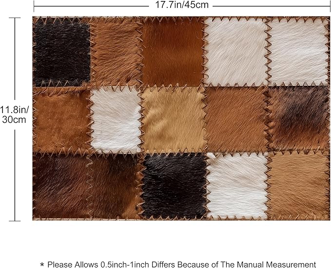 Cowhide Placemats Set of 4 Washable Table Place Mats for Dining Kitchen Party Decor