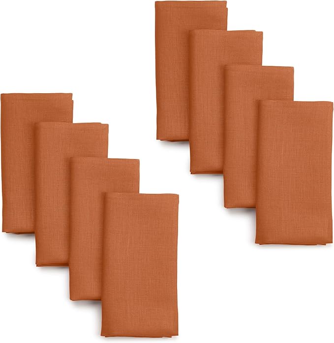 D'Moksha Homes Rust Linen Napkins 18 x 18 Inch - 100% Pure Linen Cloth Washable Dinner Napkins Set of 8 for Spring, Easter