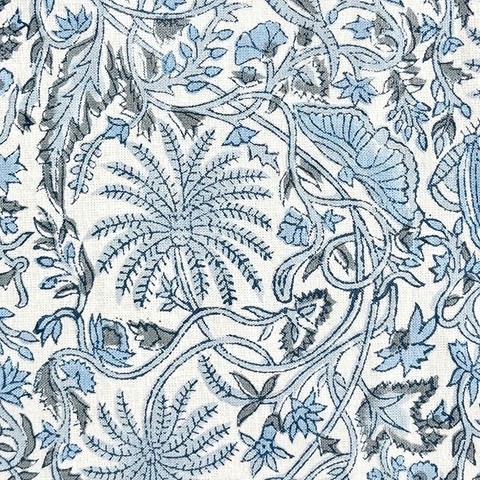 ATOSII Butterfly Blue 100% Cotton Rectangle Summer Tablecloth, Handblock Floral Print Linen Table Cloth for Kitchen Dining I Parties, Weddings, Outdoors, Decor 60 X 108 Inches, 8 Seater