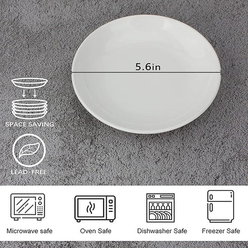 20 Piece Ceramic Appetizer Plates, 5.6 Inch Small Dessert Plates Set, White Round Plates for Bread, Butter, Snack, Lightweight Dinnerware Saucer Sets - Ivory, Oven, Microwave & Dishwasher Safe