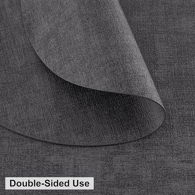 homing Round Faux Leather Placemat and Coaster 6 Packs, Washable Heat Resistant Dining Place Mats, Wipeable Double-Sided Table Mats for Indoor and Outdoor, Diameter 13 and 3.93 inch, Charcoal