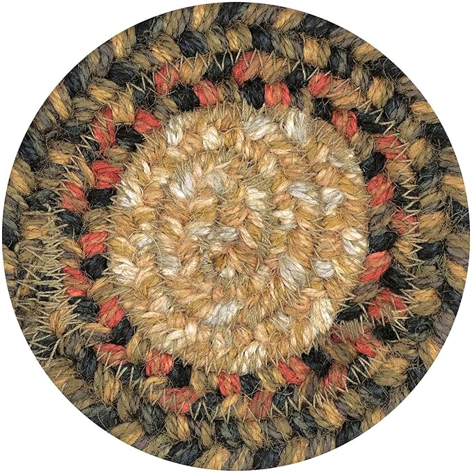 Homespice Russet Jute Braided Coasters 4", Warm Country Decor, Set of 6, Multicolor - Durable, Absorbs Moisture, Easy to Clean and Protects Furniture