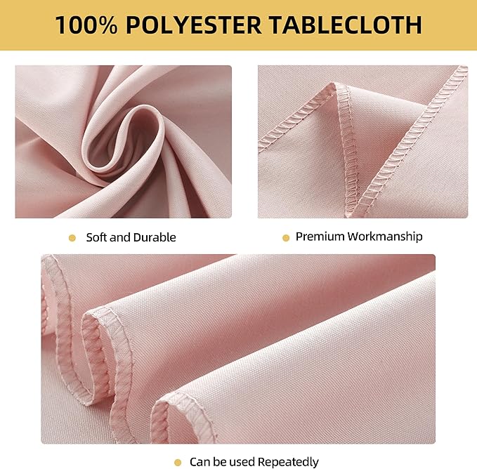 2-Pack 60x84 inch Dusty Pink Table Cloths, Solid Stain and Wrinkle Resistant Oblong Tablecloth, Premium Plain Weave Polyester Fabric Rectangle Table Linen Covers for Hotel, Banquet