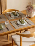 Farmhouse Linen Dining Table Mats Set of 4 Boho Farmhouse Plate Coasters Fabric Indoor Placemats Heat Resistant Washable 12x18 Inch