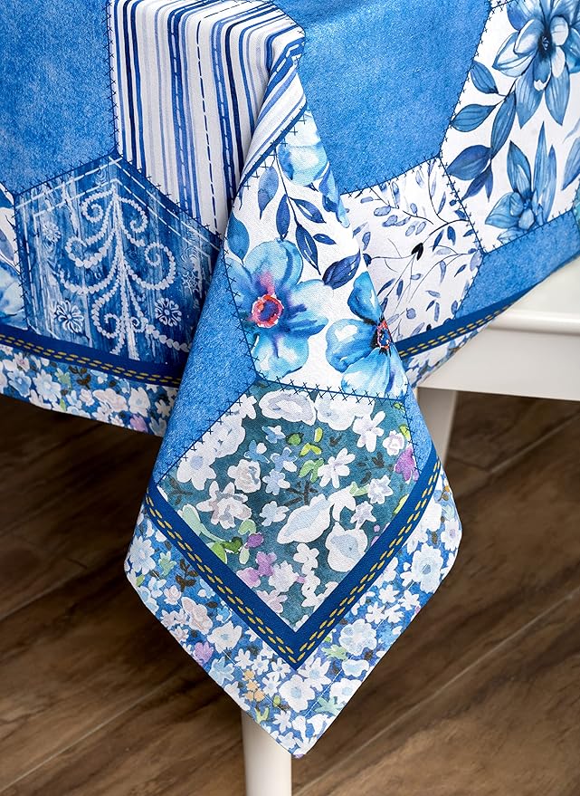Maison d' Hermine Table Cloth Rectangle Table 100% Cotton 54 x 72 Inches Tablecloth Reusable Decorative for Dining Room Farmhouse Home Valentines Day Decorations Spring Summer - Summer Blues