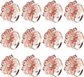 KPOSIYA Flower Napkin Rings Holder Metal Rose Gold Napkin Rings Set of 12 for Wedding Party Holiday Banquet Christmas Dinner Delicate Serviette Buckles Decor Favor (12, Rose Gold)