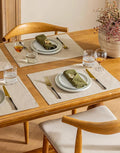 Linen Table Placemats Set of 6 Beige Modern Farmhouse Cloth Dining Table Mats Machine Washable Non Slip Heat Resistant Plate Mats 12x18 Inch